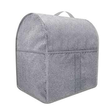 Dust Cover with 4.5-5 Quart Mixers, Cloth Cover with Pockets for Mixers and Extra Accessories (Fits for 4.5-Quart and All 5-Quart, Grayish White)