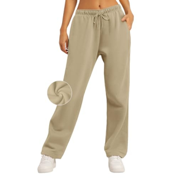 AUTOMET Women's Wide Leg Sweatpants Fleece Lined Baggy Straight Leg Lounge Pants Fall Outfits Athlet...