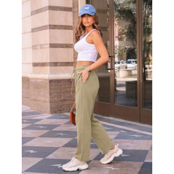 AUTOMET Women's Warm Fleece Lined Wide Leg Sweatpants