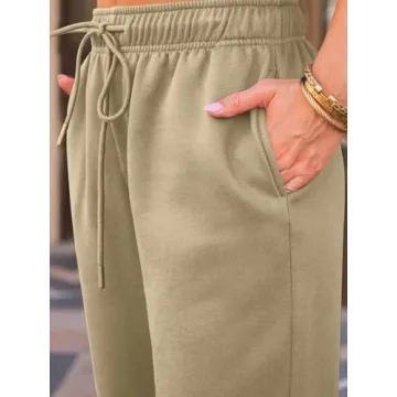 AUTOMET Women's Warm Fleece Lined Wide Leg Sweatpants