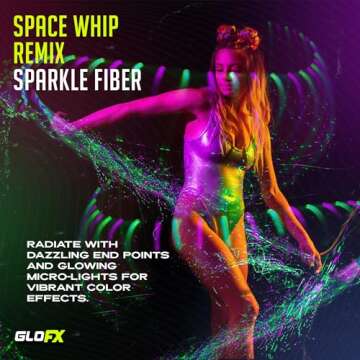GloFX Sparkle Fiber Space Whip Remix | Programmable LED Fiber Optic Whip | 6 Ft 360° Swivel Super B...