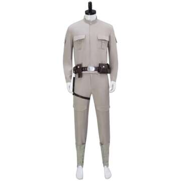Adult Luke Skywalker Costume Luke Uniform Tunic Suit Jedi Cosplay Halloween Outfits Grey Jacket Pants Belt (Light Grey, X-Large)