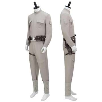 Adult Luke Skywalker Costume Luke Uniform Tunic Suit Jedi Cosplay Halloween Outfits Grey Jacket Pants Belt (Light Grey, X-Large)