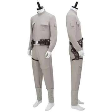 Adult Luke Skywalker Costume Luke Uniform Tunic Suit Jedi Cosplay Halloween Outfits Grey Jacket Pants Belt (Light Grey, X-Large)