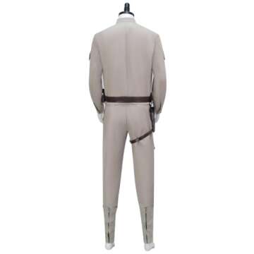 Adult Luke Skywalker Costume Luke Uniform Tunic Suit Jedi Cosplay Halloween Outfits Grey Jacket Pants Belt (Light Grey, X-Large)