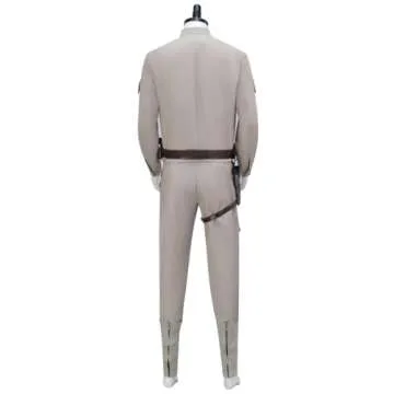 Adult Luke Skywalker Costume Luke Uniform Tunic Suit Jedi Cosplay Halloween Outfits Grey Jacket Pants Belt (Light Grey, X-Large)