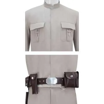 Adult Luke Skywalker Costume Luke Uniform Tunic Suit Jedi Cosplay Halloween Outfits Grey Jacket Pants Belt (Light Grey, X-Large)