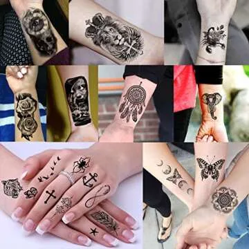 Bilizar 64 Sheets Long Lasting Flower Temporary Fake Tattoos For Women Arm Neck, Jellyfish Sunflower Moon Rose For Adults Girl, 3D Temp Realistic Snake Tatoo Stickers Serpent Peony Floral Kids