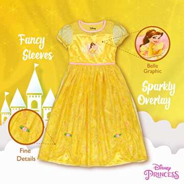 Disney Girls' Princess Fantasy Gown Nightgown, BELLE SHINES 3, 3T