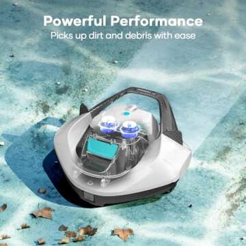 AIPER Cordless Robotic Pool Vacuum, Self-Parking Technology, Portable, Ideal for Above-Ground Flat P...