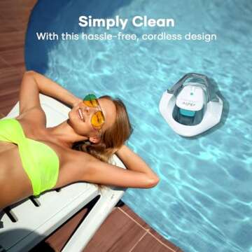 AIPER Cordless Robotic Pool Vacuum, Self-Parking Technology, Portable, Ideal for Above-Ground Flat Pool up to 40 Feet, White (Renewed)