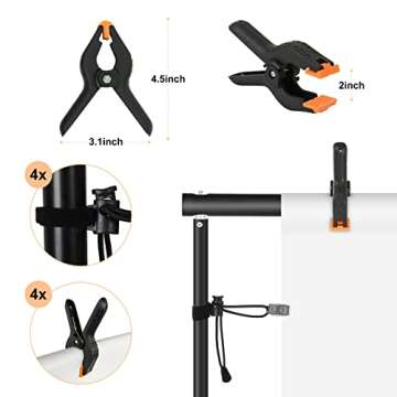 Backdrop Stand, Maxztill 8.5x10Ft Adjustable Photo Backdrop Stand Kit,Backdrop Stand for Parties,4 Crossbars,6 Background Clamps,4 Backdrop Clip Holder,2 Sandbags,1 Carry Bag for Wedding/Photoshoot