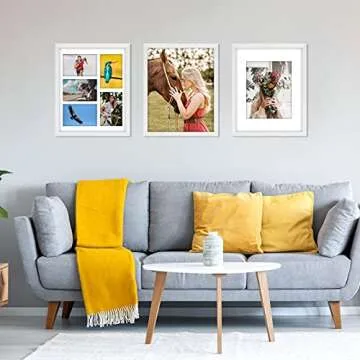 ITIMIDI 11x14 Picture Frames White 3 PCS, Display Photo 8x10, 5x7, 4x6 With Mat or 11x14 Without Mat, 11x14 Frame for Wall and Tabletop Display