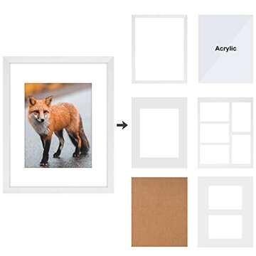 ITIMIDI 11x14 Picture Frames White 3 PCS, Display Photo 8x10, 5x7, 4x6 With Mat or 11x14 Without Mat, 11x14 Frame for Wall and Tabletop Display