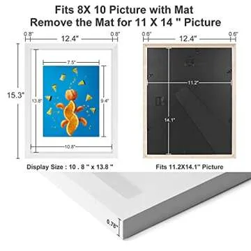 ITIMIDI 11x14 Picture Frames White 3 PCS, Display Photo 8x10, 5x7, 4x6 With Mat or 11x14 Without Mat, 11x14 Frame for Wall and Tabletop Display