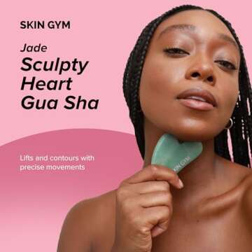 SKIN GYM Jade Sculpty Heart Gua Sha Tool, Heart-Shaped Facial Massage Tool for Sculpting and Relaxat...
