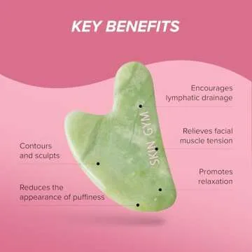 SKIN GYM Jade Sculpty Heart Gua Sha Tool, Heart-Shaped Facial Massage Tool for Sculpting and Relaxation