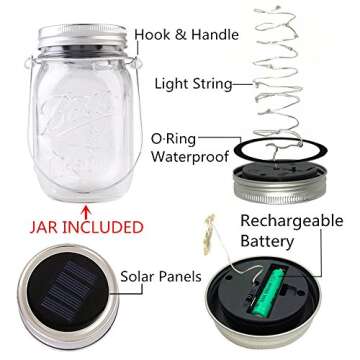 CHBKT 4-Pack Solar Mason Jar Lights for Outdoor & Garden