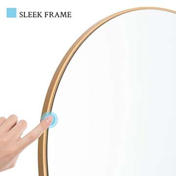 NeuType 59"x20" Arched Full Length Mirror, Large Arched Wall Mirror Floor Mirror with Stand, Full Body Dressing Mirrors Standing Hanging or Leaning Against Wall, Arched-Top Wood Thin Frame, Gold