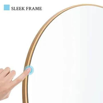 NeuType 59"x20" Arched Full Length Mirror, Large Arched Wall Mirror Floor Mirror with Stand, Full Body Dressing Mirrors Standing Hanging or Leaning Against Wall, Arched-Top Wood Thin Frame, Gold