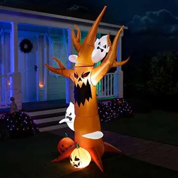 Joiedomi 8 ft Tall Halloween Inflatable Scary Tree with Ghosts, Pumpkins and Build-in LEDs, Blow Up Inflatables Dead Tree Monster for Halloween Party Indoor, Outdoor, Yard, Garden, Lawn Decoration