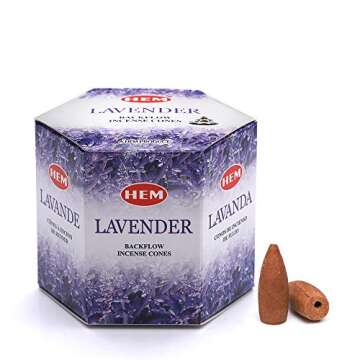 HEM Lavender Backflow Brown Incense Cones | Long Lasting Aroma for Positivity & Pure Air | Wood Powd...