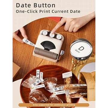 Makeid Q1 Label Maker Machine with Tape HD(300dpi), ONE-Click Time Printing Bluetooth Label Makers for Home Office, Compatible with iOS & Android - Clear Prints, Multiple Templates Font, Retro Design