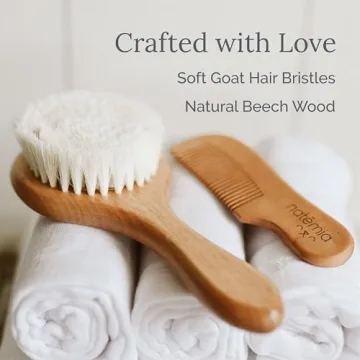 Natemia Wooden Baby Hair Brush for Gentle Cradle Cap Care