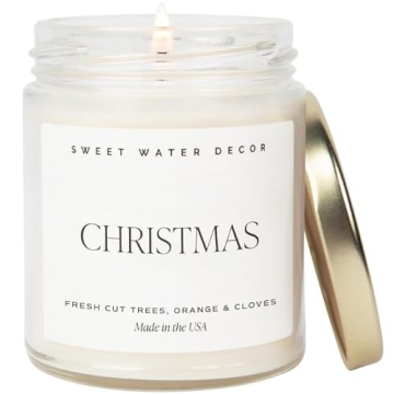 Sweet Water Decor Christmas Candle | Cinnamon, Trees, Orange, and Clove Scents | 9oz Soy Candle, Mad...