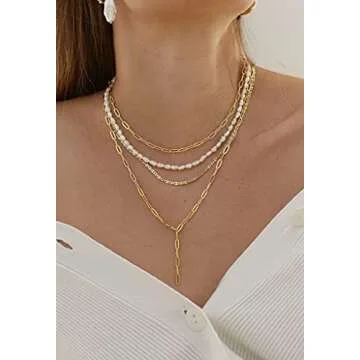 Pearl Necklaces for Women - Pearl Choker Necklace Strands Short Tiny Adjustable Chain Handmade Vintage Jewelry for Women