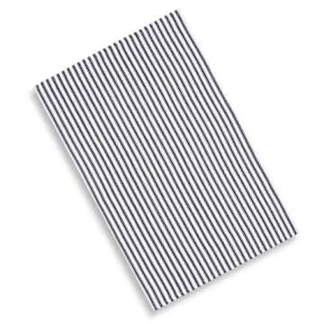 Cackleberry Home Navy Blue and White Ticking Stripe Woven Cotton Kitchen Towels Set of 3