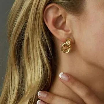 Gold Earrings for Women Trendy,14K Gold Stud Earrings Dainty Earrings Simple Minimalist Huggie Earrings Gold Hoop Earrings Hypoallergenic Earring for Women Gifts