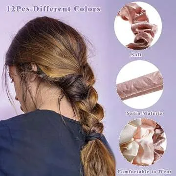12Pcs Satin Silk Scrunchies - Trendy Hair Accessories for All
