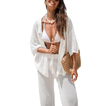 CUPSHE Women's Stylish Crochet Cover Up Set - Comfortable Beachwear for Every Occasion