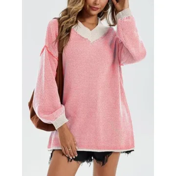 Stylish Saodimallsu Oversized V Neck Sweater for Women