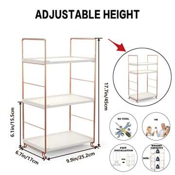 Desktop Cosmetics Storage Rack Rose Gold 3 Layers Bathroom Makeup Organizer Assembled Kitchen Seasoning Iron Storage Shelves (3-LAYERS)
