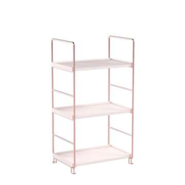 Desktop Cosmetics Storage Rack Rose Gold 3 Layers Bathroom Makeup Organizer Assembled Kitchen Seasoning Iron Storage Shelves (3-LAYERS)