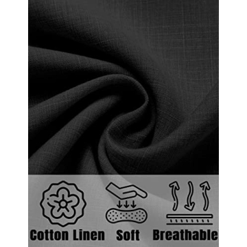 COOFANDY Men's Linen Shirts Short Sleeve Casual Shirts Button Down Shirt for Men Beach Summer Wedding Shirt Black