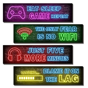 Neon Gaming Posters for Teen Boys Room Decor