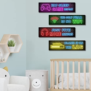 Neon Gaming Posters for Teen Boys Room Decor