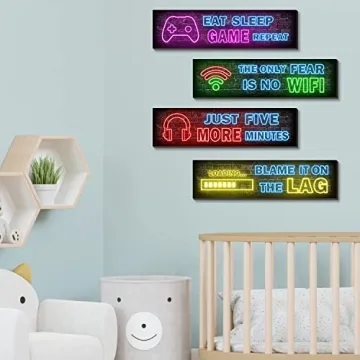 Neon Gaming Posters for Teen Boys Room Decor
