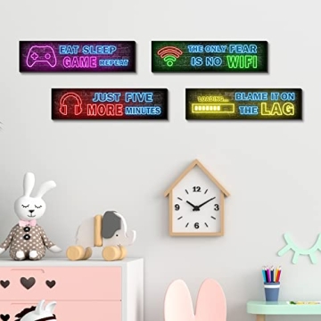 Neon Gaming Posters for Teen Boys Room Decor