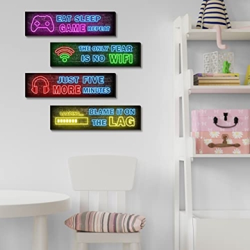 Neon Gaming Posters for Teen Boys Room Decor