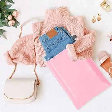 Metronic Poly Mailers 12x15.5 100 Pack, Strong Adhesive Shipping Envelopes for Clothing, Medium Shipping Bags for Small Businesses, Waterproof Mailers Poly Bags for Shipping, Packages Bags Light Pink