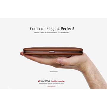 Suvorna Premium Beard & Mustache Scissors Set/Kit with Beard scissors for men - Grooming Scissors men/Facial Hair Scissors/Nose scissors - Eyebrow Scissors - Slant Tweezers (4 Pcs Brown)