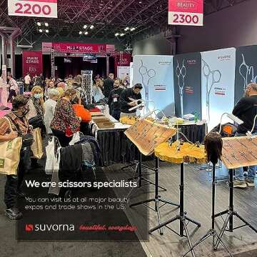 Suvorna Premium Beard & Mustache Scissors Set/Kit with Beard scissors for men - Grooming Scissors men/Facial Hair Scissors/Nose scissors - Eyebrow Scissors - Slant Tweezers (4 Pcs Brown)