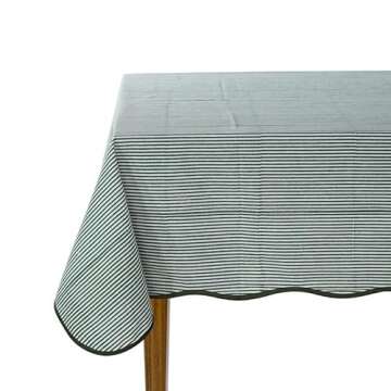 Ridhi Green Stripe Scallop 70x108 Inches Rectangle 100% Cotton Hand Block Print Washable Decorative ...