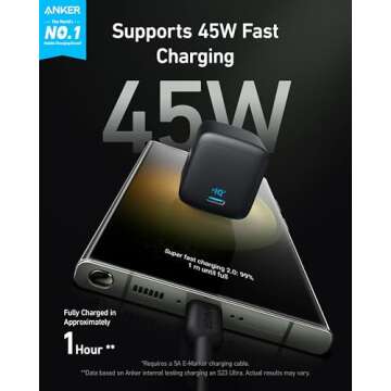 Anker 45W USB C Charger Block, Foldable PPS Fast Charger for iPhone 16/15 and More Series, Supports ...