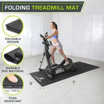 ProsourceFit Treadmill & Exercise Equipment Mats, Folding (7’L x 3’W x ¼”T) High Density PVC ...
