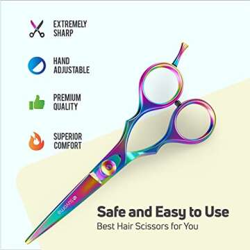 Suvorna 5.5" Multicolor Hair Cutting Scissors Professional, Shears for Hair Cutting, Hair Cutting Sh...